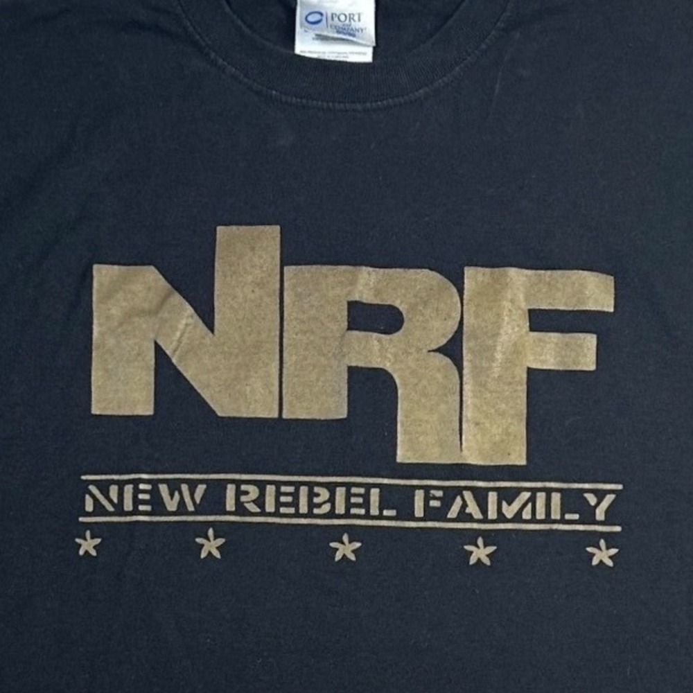 NRF New Rebel Family Graphic T Shirt Men's Medium Black‎ Gold Hip Hop